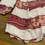 Free People  My Love Mini Dress Women Size Small Boho Tiered Long Sleeve Pom Trim Photo 3