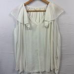 Kate Spade Cream Blouse with Draped Collar Size XL Photo 0
