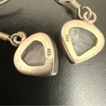 Vintage 925 Sterling Silver Small Heart Moonstone Drop Earrings 3.6g Photo 12