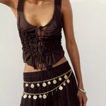 ZARA  brown Lace-Up Women's Top boho bohemian tied Photo 6