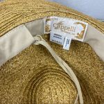 Cappelli Tan & Gold Woven Summer Wide Brim Straw Hat OS Photo 3