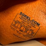 Sorel Women's Cameron Flatform Mule sandal in orange suede 8 euc Photo 3