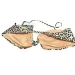 J.Crew  Bikini Top Women's Size 2X, Knot Bandeau Style, Leopard Print, Brown Photo 1