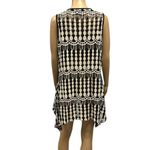 Kaktus Crochet Knit Black White Asymmetrical Button Up Cardigan Vest Large Photo 3