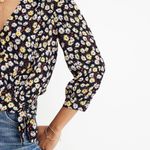 Madewell Top Sz S Yellow Floral Crop Wrap French Floral 3/4 Casual Cottagecore Photo 1