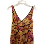 J.Crew  Floral Satin Dress Size 6 Silk Brown Yellow Pink V-Neck Photo 6