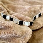 Onyx Art Deco Black  White Mother of Pearl Sterling Silver Bracelet Photo 5
