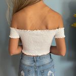 H&M white off the shoulder cropped top Photo 1