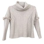 Artisan NY Wool Blend Tan Knit Turtleneck Sweater Fringe Sz M Photo 5