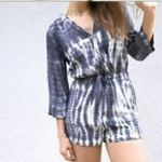 Cloth & Stone Gray White Tie-Dye Romper 3/4 Sleeve Women’s Size XS Anthropologie Photo 1