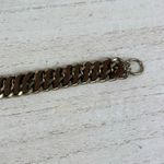 Source Unknown Gold Tone Chunky Chain Link Bracelet Brown Braided Faux Leather Cord Edgy NWOT Photo 10