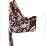 ZARA  ASYMMETRICAL TULLE CORSET CROP TOP Sz Medium One Sleeve Floral Club Party Photo 3