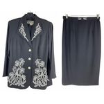 Ben Marc 2pcs Beaded Blazer Skirt Set Church Suit Black Size 10 Photo 0