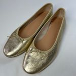 J.Crew Womens Metallic Gold Leather Ballet Flats Bow Round Toe Slip On Shoes 8.5 Photo 3