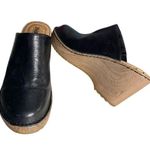 BORN Natalie Black Leather Clog Comfort Shoes Wedge Platform Womens Size 8 M Photo 1