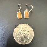 Vintage SU 925 Sterling Silver Tigers Eye Small Dangling Earrings 1.7g. Photo 4