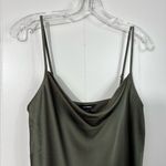 EXPRESS  Silky Satin Drape Neck Mossy Dark Green Spaghetti Strap Cami Tank Top M Photo 1