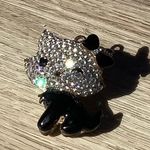Sparkling Crystal Cat Charm Rhinestone Enamel Kitten Pendant Jewelry Making Silver Photo 1