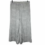 Eileen Fisher  Silk Drift Pants Wide Flare Crop Leg Pull On Gray White Medium Photo 6
