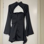 House Of CB NWOT Toira keyhole mini flare satin black dress size XS Photo 4