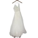Lulus Glorious Luxury White Sheer Tulle Embroidered Beaded Maxi Dress Size XL Photo 2
