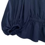 Banana Republic Cinched Waist Bishop Sleeve Top Navy Blue Photo 3