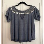 Paper Crane  blue tassel off shoulder blouse M Photo 8
