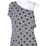 Michael Kors One-Shoulder Top True Navy White Peplum Blouse Size XL NWT $89.50 Photo 0