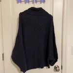 Nine West NWOT women’s dark blue wool blend thick knit button cowl sweater large Photo 5