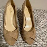 Kate Spade Tan Polka Dot Glitter Peep Toe Pump Heels Size 7 Photo 2