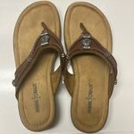 Minnetonka  Brown Women’s Silverthorne 360 Thong Memory Foam Leather Sandals-Sz 7 Photo 1