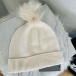 Nordstrom Faux Fur Cashmere Pompom Beanie, Pink, 100% Ivory Cream, NWT Photo 3