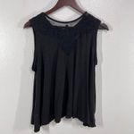 Free People Meant To Be Swing Tank Top XS Charcoal Lace Mesh Yoke Sleeveless Photo 2