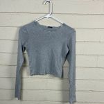 Brandy Melville Wynn long sleeve top in heather gray lettuce trim hem one size Photo 5