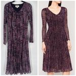 Norm Thompson Women Sheer Plaid Long Sleeve Mesh Dress Purple Size S Photo 1