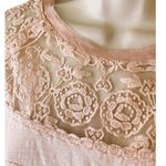 Lila Rose LILY ROSE Boho Light Pink Lace Short Sleeve Bohemian Top ~ Women's Size MEDIUM Photo 3
