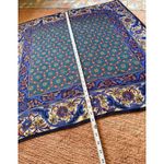 Perry Ellis  Silk Scarf Blue Green Floral Geometric Square Photo 2