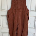 Aerie  Rust Orange Linen Blend Cropped Overalls Women's Size XS Photo 0