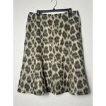 Talbots  Leopard Print A Line Midi Skirt 14 Linen Silk Earthy Flowy Modern Luxury Photo 3
