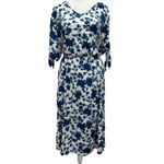 Acting Pro Navy and White Floral Knit V Neck Short Sleeve Dress by Size 1X Photo 9