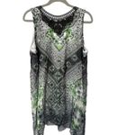 One World Womens Sleeveless Tunic Top XL Green/Black Paisley Print Photo 3