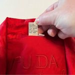 FUDA International Women SZ Medium Red Silk Bomber Jacket Vintage Mob Wife *FLAW Photo 3