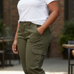 Banana Republic  Womens Cargo Pants Olive Green Stretch Cropped Size‎ 16S Short # Photo 0