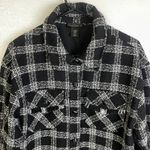 House of Harlow Shacket Womens Medium Black Button Up Tweed White Check Heavy Photo 2