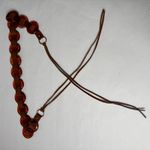 Vintage Faux Tortoise Shell Amber Lucite Brown Suede Leather Fringe Belt Hippie Photo 2