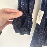 Bardot  Bellissa Sequin Mini Wrap Dress Navy Blue Long Sleeve Formal Cocktail Photo 8