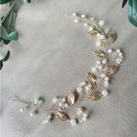 Bridal hair accessories, gold with pearls, flowers and leaves, jewelry, hairband Photo 9