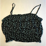 Abound  Womens BlackTank Top Size Medium Floral  Square‎ Neck Smocked Crop Photo 0