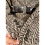 ZARA Womens Wool Belted Trench Coat M Brown Embossed Croc Vegan Belt Photo 8