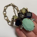 J.Crew Women’s Signed  Brass Tone / Rhinestone Costume Necklace Blue Grey ￼Green Photo 8